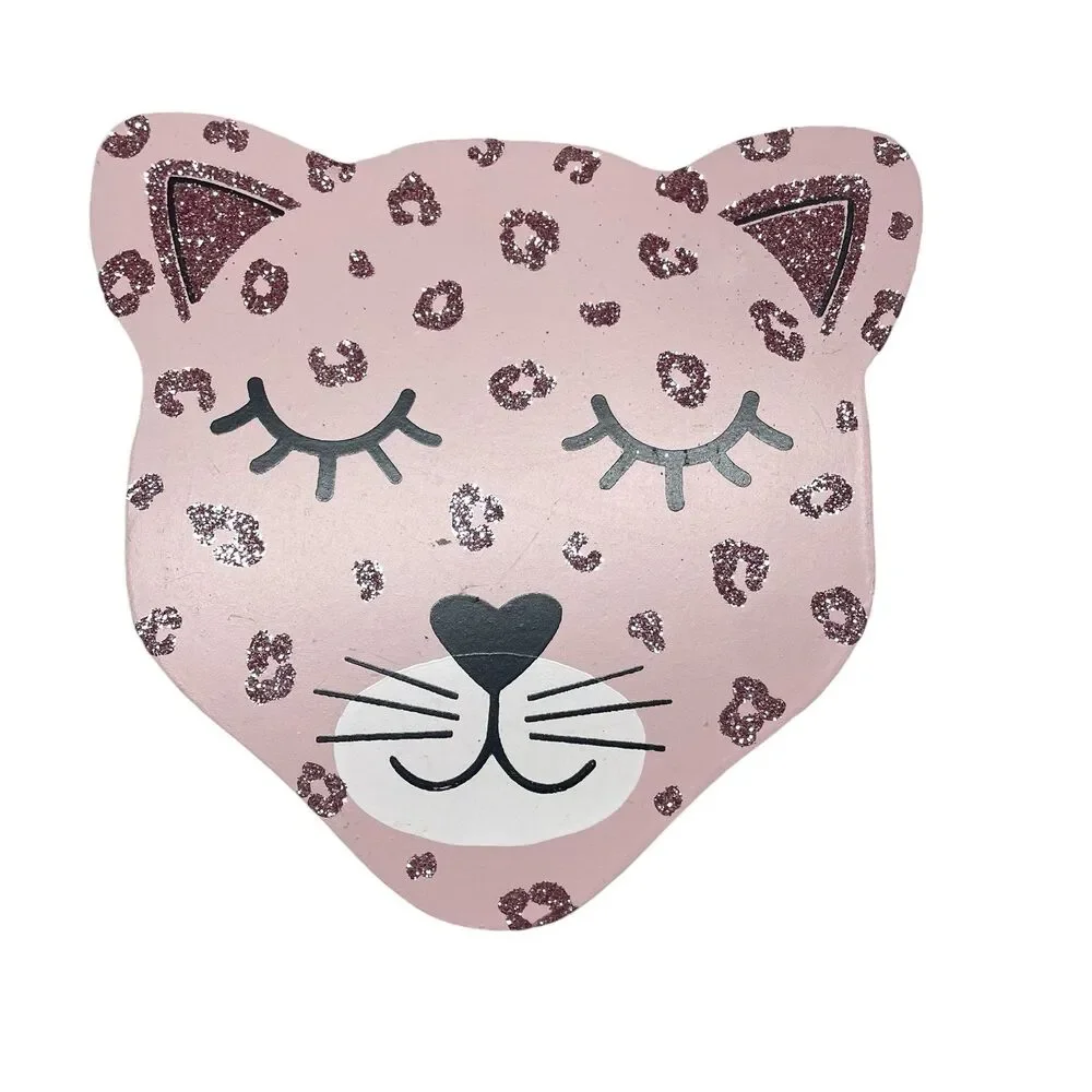 Girls pink leopard glittery cute girly room decor chic wall hook set of 2